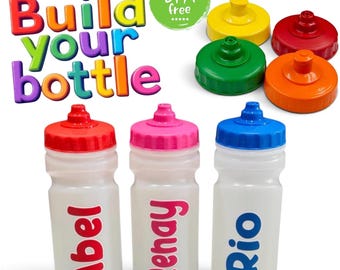 Personalised - Any Name - Kids Leak Free & Push/Pull lid - Clear 500ml Water / Drinks Bottle - Ideal Gift for School , Nursery, Party