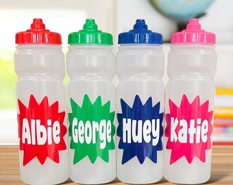 Personalised Kids Water Bottle: Leak-Free Kapow Design, School Gift -750ml