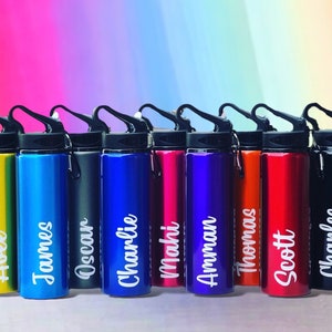 Personalised - Any Name - 800ml Aluminium Flip Straw Bottle UK