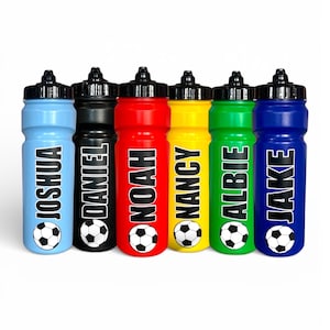 Personalised - Any Name - Kids Leak Free Football 750 ml Water / Drinks Bottle - Ideal Gift for School, World Cup, Euros