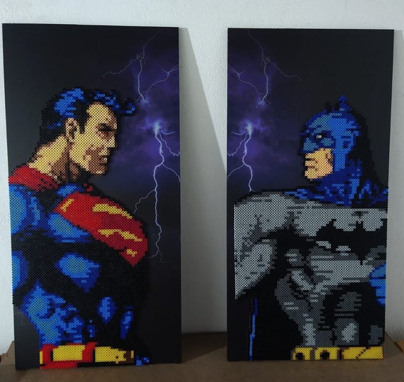 Batman Vs Superman Pixel Art DC Wall Art Office Games Room Etsy