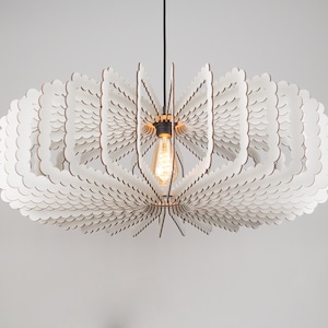 Large geometric ceiling light , Pendant light wood lamp ceiling light dining industrial  lamp chandelier hanging lamp white wooden lamp
