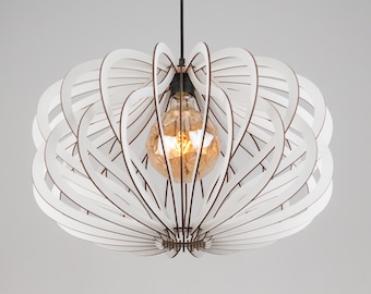 Lámpara de techo geométrica de madera blanca - Estilo escandinavo