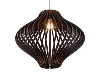 Geometric Wood Ceiling Light: Modern Hanging Lamp, Made in Europe