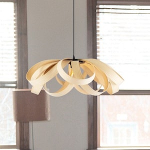 Luz colgante de madera natural / Luz colgante moderna / Luz de techo / Lámpara de araña de madera / Lámpara colgante / Iluminación de lámpara de araña de madera