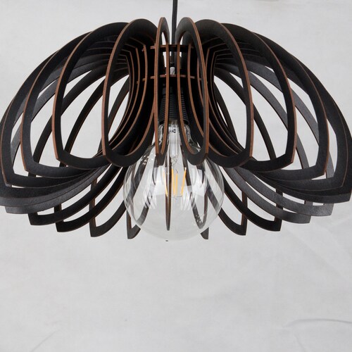 Geometric Wooden Pendant Light: Modern Flower Lamp Shade