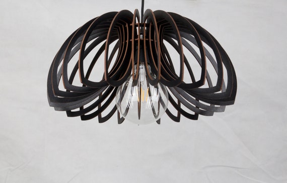 Geometric Wooden Pendant Light: Modern Flower Lamp Shade