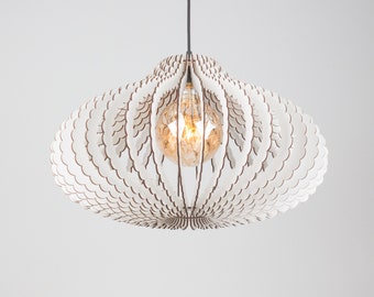 White Wave Wooden Pendant Light: Modern Art Deco Lamp