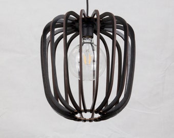 Geometric Wood Pendant Light: Modern Abstract Lamp Shade