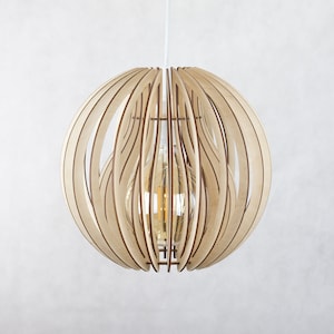 Round wooden lamp with pear shaped core / fits E27 / lamp shade / hanging lamp  / ceiling light / wooden shade