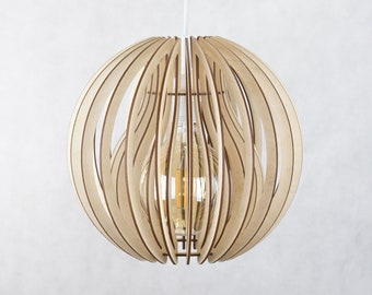 Round wooden lamp with pear shaped core / fits E27 / lamp shade / hanging lamp  / ceiling light / wooden shade