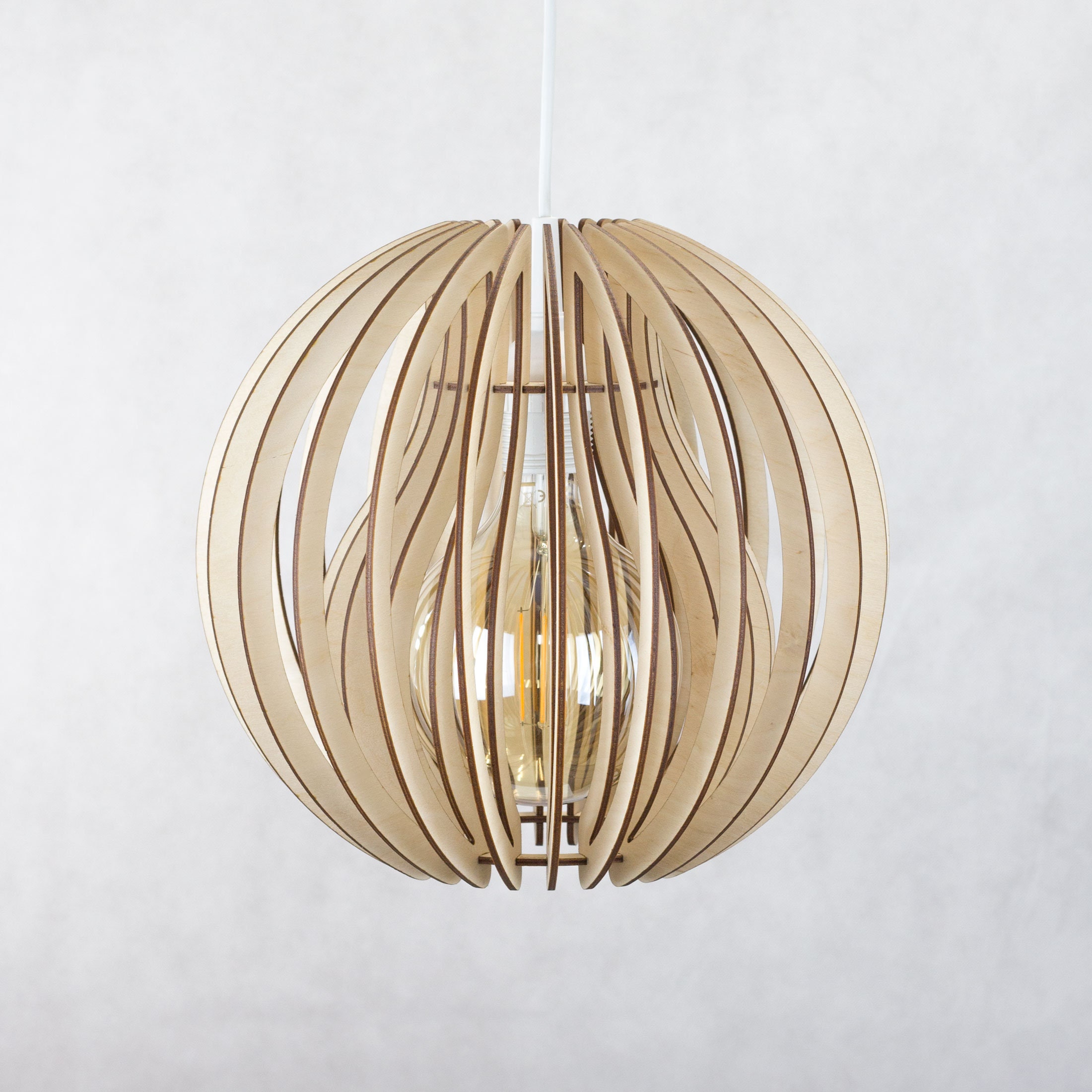 Lampe en Bois Ronde avec Noyau Forme de Poire/S'adapte E27 Lampe d'ombre Suspendue Lumière Plafond O