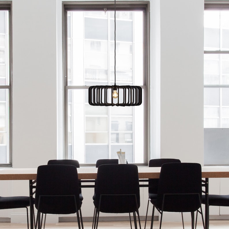 500mm Geometric Wood Ceiling Light: Scandinavian Hanging Lamp image 3