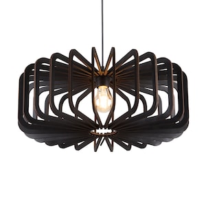 500mm Geometric Wood Ceiling Light: Scandinavian Hanging Lamp image 1