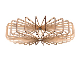 Large geometric ceiling light, 36" 910mm, Pendant light wood lamp ceiling light dining industrial  lamp chandelier hanging lamp wooden lamp