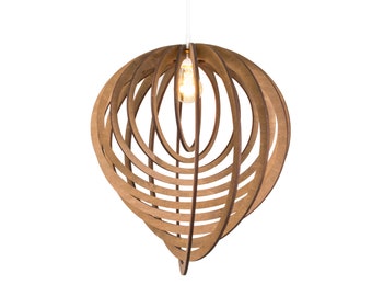 Lampadario ellittico in legno: lampadario industriale moderno