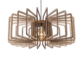 Geometric Wood Ceiling Light: Scandinavian Hanging Lamp