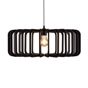 500mm Geometric Wood Ceiling Light: Scandinavian Hanging Lamp image 4