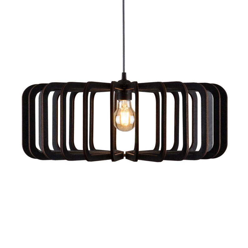 500mm Geometric Wood Ceiling Light: Scandinavian Hanging Lamp image 4