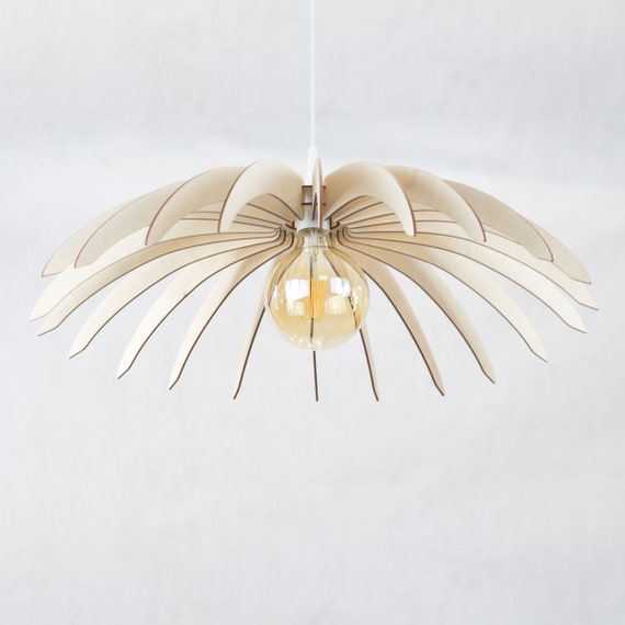 Wooden Sunflower Lamp Ceiling Light Minimalistic Design Hanging Lamp Lamp Shade Pedant Light 66cm Wide Cord Set Included