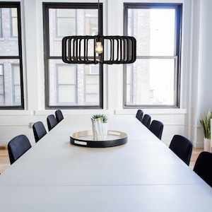 500mm Geometric Wood Ceiling Light: Scandinavian Hanging Lamp image 2