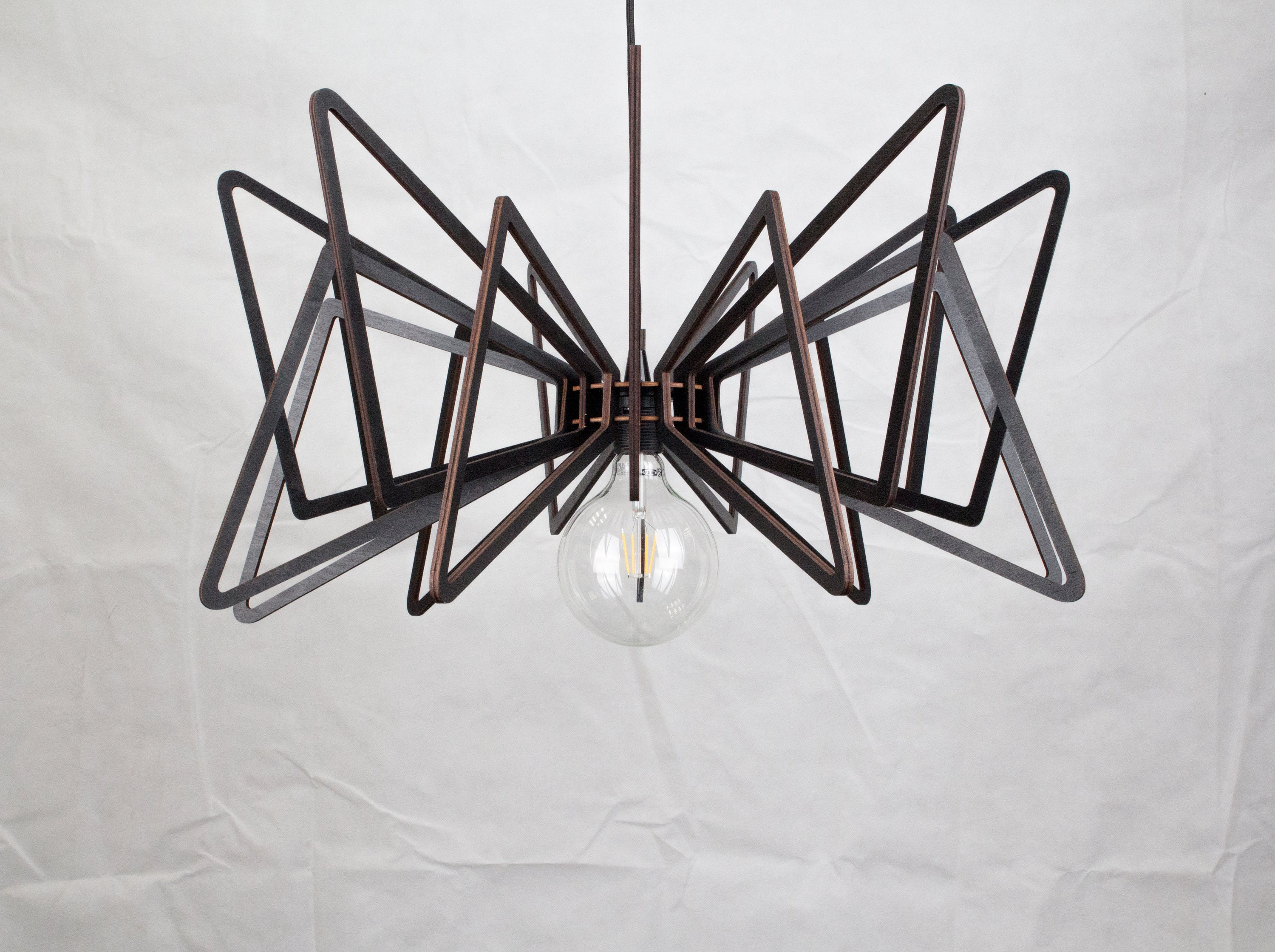 Large Geometric Ceiling Light Pendant Light Wood Ceiling Etsy