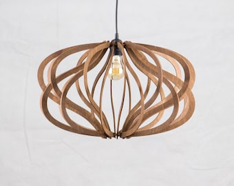 Plafoniera in legno, paralume scandinavo, lampada, lampada da pranzo, lampada a sospensione, lampadario, lampada da pranzo, lampada geometrica