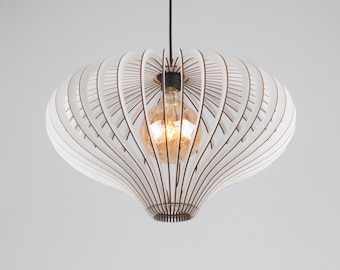Lámpara de techo de madera blanca: Pantalla de lámpara geométrica escandinava