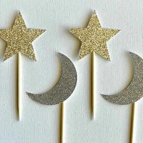 Moon and Star Cupcake Toppers - Etsy
