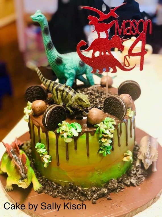 16 Décorations Gâteau Dinosaure – 1 Grand Topper + 15 Petits Inserts, Carton Imprimé 3D – Pour Anniversaire Enfant