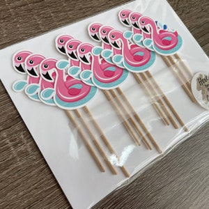 Flamingo Float Cupcake Toppers, Pool Cupcake Toppers, Flamingo Cupcake Toppers