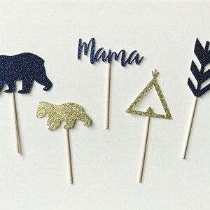 Boho Baby Shower Cupcake Toppers, Mama Bear Cupcake Toppers, Baby Shower Cupcake Toppers