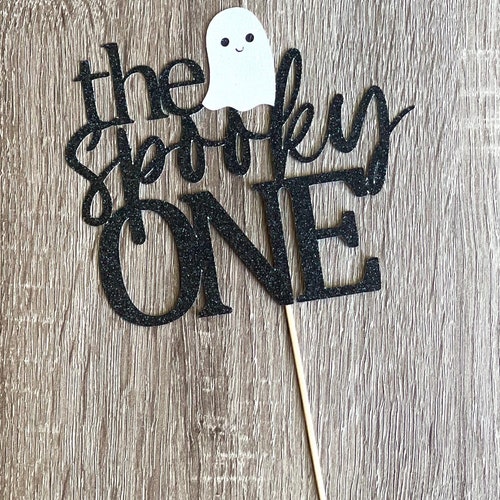 Spooky One Cake Topper For 1st Birthday - Halloween Party Decoration, Glittery First Birthday Sign - View #8