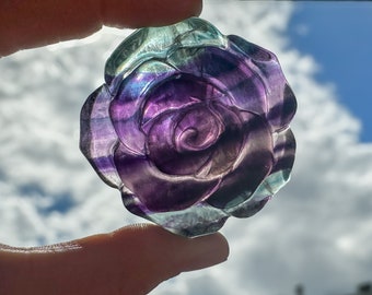 High quality / Rainbow fluorite flower sculpture / rainbow fluorite flower