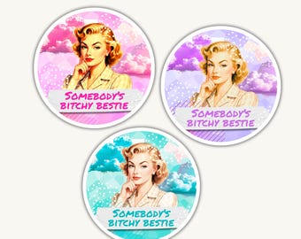 Pegatina retro pin-up "La mejor amiga de alguien" / Calcomanía de vinilo divertida y atrevida / Pegatina brillante e impermeable para portátil / Regalo para la mejor amiga