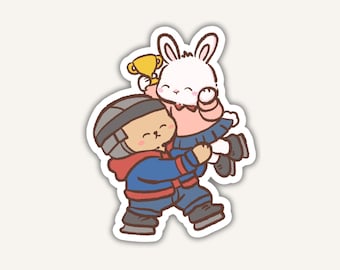Kawaii Bear Bunny Hockey | Show Me and I'll Show You Vinyl Stickers