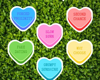 Pegatinas de vinilo de Book Tropes / Paquete de pegatinas de corazón conversacional