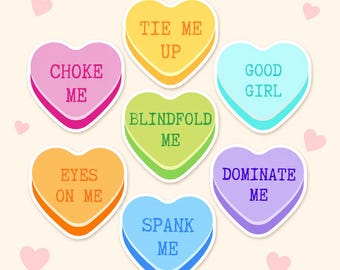 Adult Conversation Heart Sticker Set, Funny Spicy Stickers, Vinyl Stickers, Naughty Valentine Gift