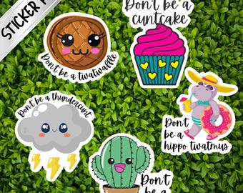 Pegatinas de vinilo con insultos divertidos y adorables / Humor para adultos