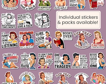 Pegatina de vinilo sarcástica retro de 3 pulgadas / Divertida calcomanía feminista / Pegatina vintage sarcástica para laptop / Comprar por unidad o paquete de 6