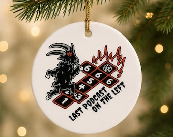Last Podcast on the Left Inspired Ceramic Ornament | LPOTL Fan Gift | Baphomet Hopscotch Ornament | True Crime Podcast Decor | 2.75 Inch