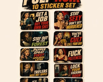 True Crime Sticker Set of 10, Murderino Gift, Funny Podcast Inspired Glossy Vinyl Stickers