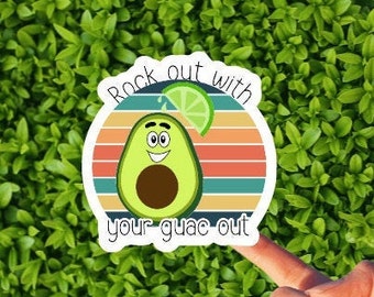 Rock Out With Your Guac Out Vinyl Sticker Decal! / Adult Content / Funny Food / Adult Humor Yeti Tumbler Decal