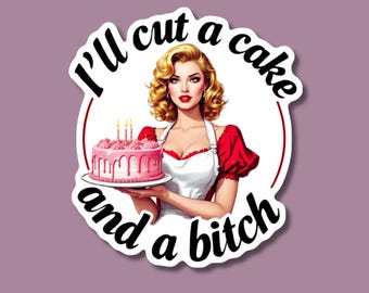 Pegatina de vinilo sarcástica retro de 3 pulgadas / Divertida calcomanía feminista / Pegatina vintage sarcástica para laptop / Comprar por unidad o paquete de 6