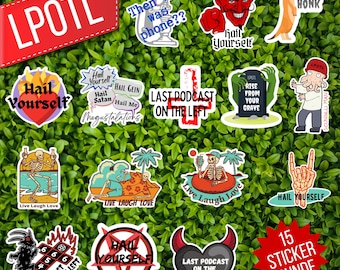 Juego de 15 pegatinas de vinilo "El último podcast a la izquierda"