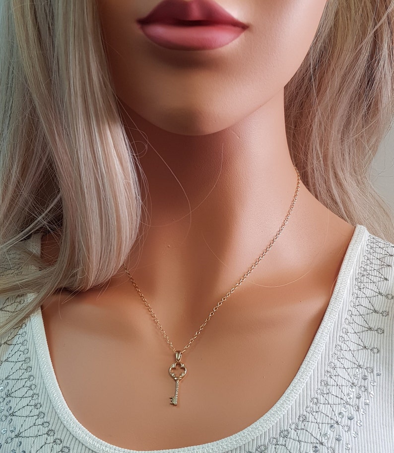 Key Necklace Gold Key Pendant Necklace for Women Vintage Etsy