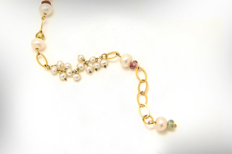 Women/'s Personalized Beaded Bracelets Colorful Jewelry Gift for Mom Gold Filled Bracelet with Pearls and Tourmaline