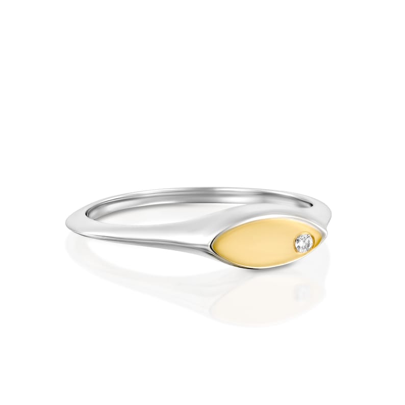 Pinky Ring Women 22k Solid Gold and Silver Pinky Gemstone Women Signet Ring Personalized Ring Gift Pinky Promise Ring