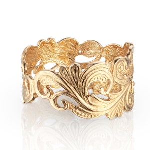 Vintage Style Gold Ring for Women, Amazing Art Deco Ring, Unique Leaves Ring, Best Gift for Wife, Lace Ring, Perfect Anniversary Gift