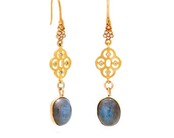 Gold Filled Labradorite Dangle Earrings: Elegant Gemstone Jewelry